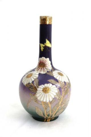 Small Antique Japanese Satsuma Kutani Porcelain Bottle Vase