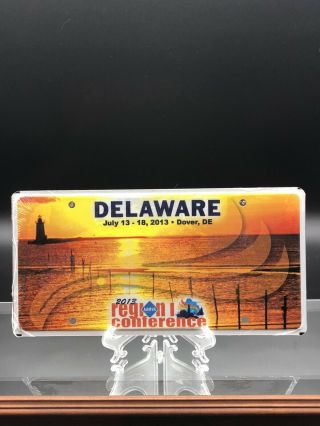 Rare Unusual 2013 Delaware Aamva License Tag Plate Dover,  Rehoboth Lighthouse