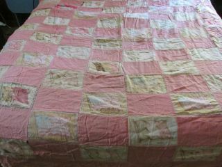 Antique Vintage Quilt Topper Made With The Old Tobacco Flags 69 X 71