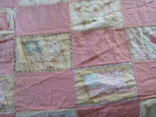 ANTIQUE VINTAGE QUILT TOPPER MADE WITH THE OLD TOBACCO FLAGS 69 X 71 3