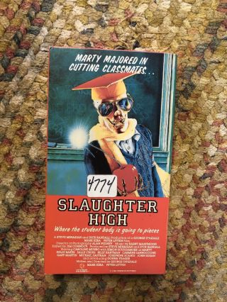 Slaughter High Vhs Vestron Video Extremely Rare Release Red Box Slasher