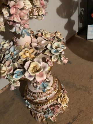 Rare Antique Italian Porcelain Table Lamp Includes Shade