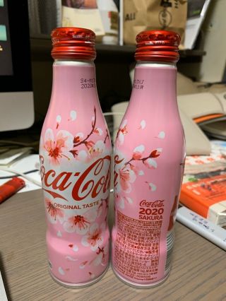 Rare Japan 2020 Coca Cola Cherry Blossom Limited Edition Aluminum Bottle Empty