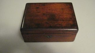 Antique Mahogany Wood Box Circa 1850 - 1880 Lined With Red Felt