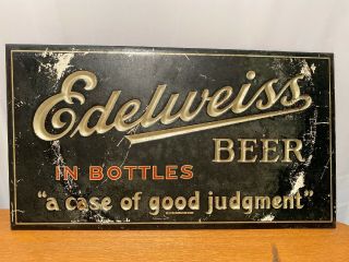 Vintage Rare Edelweiss Beer In Bottles Metal Sign Electro Chemical Engraving Co.