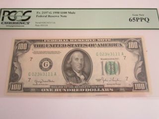 1950 Chicago $100 Frn Note Fr 2157 - G Rare Mule Pcgs Gem Unc 65 Ppq