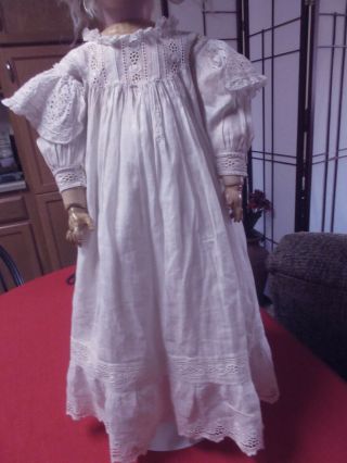 Wow Antique White Cotton Doll With Bertha,  Lace.  Cut Out For French