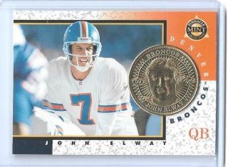 Rare 1998 Pinnacle John Elway Gold Plated Coin & Card 9 Denver Broncos