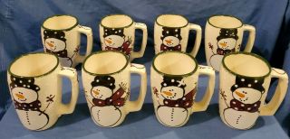 Expressly Yours Large Snowman Christmas Mugs Rare 1999 Usa Made 5 3/4 " Set Of 8