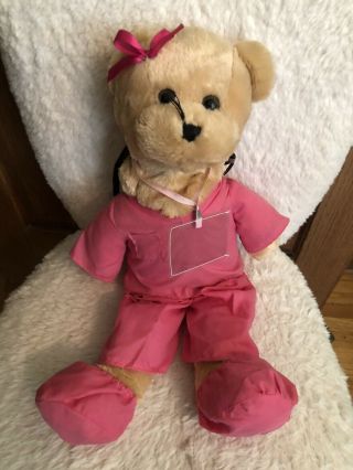 Pink Scrubs Nurse Musical Bear Song Golden Blonde 19” Girl Plush Rn Bear