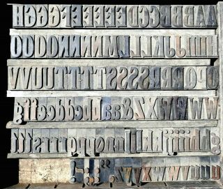 Letterpress Wood 1 5/8 " Alphabet 118pcs U/c & L/c Rare Stephenson Blake Type