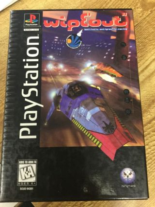 Wipeout Sony Playstation Ps1 Black Label Long Case Variant Rare Great Shape