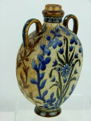 A Rare Doulton Lambeth Moon Flask Vase By Frank A Butler.  Dated 1878