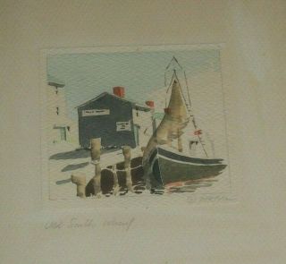 Rare Vintage Nantucket Print By Doris And Richard Beer " Old South Warf " Signed