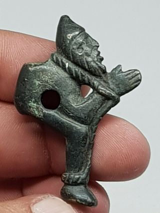 Extremely Rare Ancient Bronze Statue Sassanian Of A Worshiper Man 26,  8 Gr 51 Mm