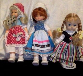 3 Vintage Dolls Of The World.  Blue Box.  Vicki.