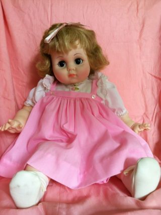Vintage 1977 Madame Alexander Mary Mine Baby Doll Pink Dress 19 "