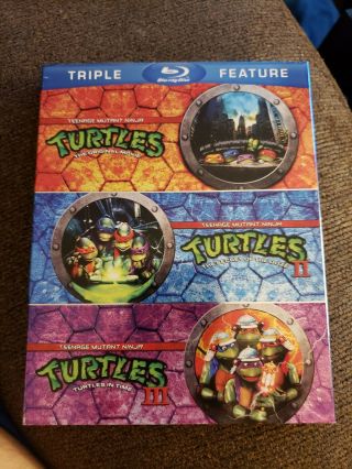 Teenage Mutant Ninja Turtles Blu - Ray 3 - Disc Set Rare Slipcover Triple Feature