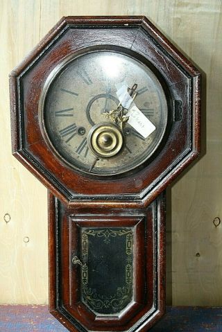 Antique 8 Day Regulator Style Wall Clock Takano Glass - No Key