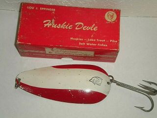 Vintage Lou J.  Eppinger Huskie Devle Musky Lure No.  716 W/ Box & Paper