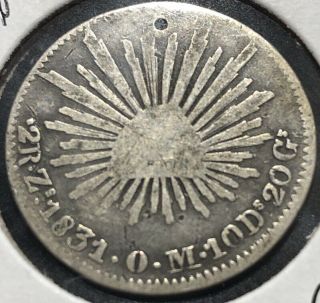 1831 Zs Om Mexico 2 Reales Rare Mexican Silver Coin