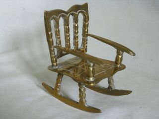 Vintage Small 3.  5 " Brass Rocking Chair Small Rocker Doll Dollhouse Furniture