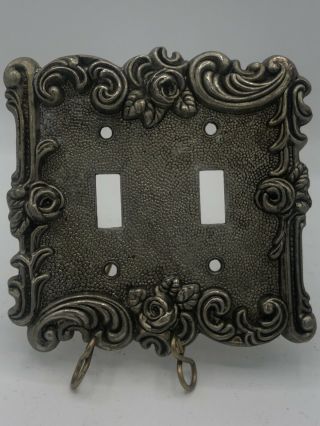 Vintage Brass Amertac Hardware Double Light Switch Plate Cover Rose 60tt A3