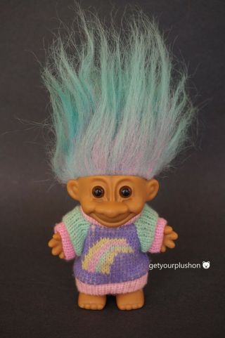 Vintage Russ Berrie And Company My Lucky Rainbow Sweater Troll Doll
