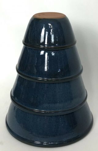 Jugtown Ware Cobalt Blue Pottery Mixing Nesting Bowl 4 Pc Set Vernon Owens Rare