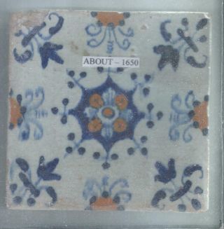Rare Antique Netherlands Delft Tile Around 1650