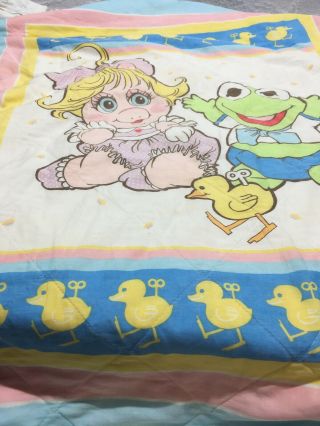 Rare Vintage Bedding Comforter Miss Piggy Kermit Muppet Babies Baby Crib Blanket