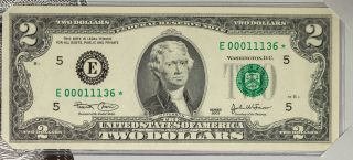 2003 Usa Rare $2 Bill Very Low Serial Number 00011136 Star Note Richmond (dr)