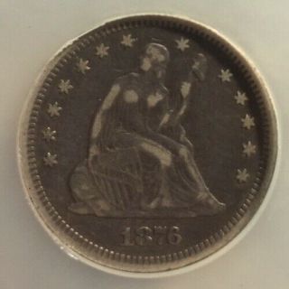 Rare 1876 (s) Seated Liberty 25 Cents Quarter Dollar 90 Silver Toning