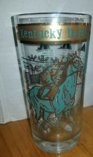 Rare Vintage Kentucky Derby Gold And Blue Glass 1960 