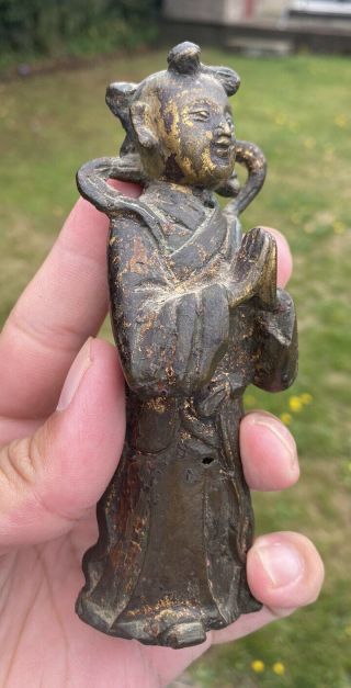 A rare Ming dynasty Chinese gilt bronze figure 3