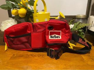 Vintage 90s Marlboro Gear Utility Fanny Pack Red Camping Hiking Bag Euc