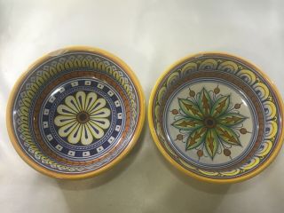 Rare Deruta Italy Italian Pottery - Signed Gialletti Pimpinelli Set Of 2 Bowls