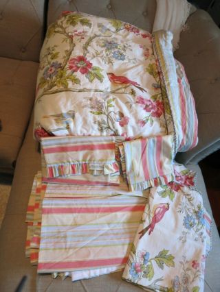 Rare Full/queen 6 Pc Waverly Reversible Waverly Charleston Chirp Comforter Set