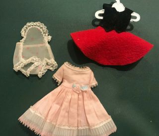 3 Vintage Betsy Mccall Doll Outfits - Polka Dot Chemise,  Two Dresses