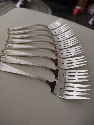 Rare Set 8 Antique Gorham Sterling Silver Pastry Forks 6 " Plymouth Pattern 241g