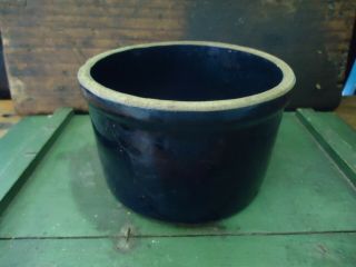Old Primitive Antique Stoneware Butter Crock Early Farm Kitchen Pottery Marked