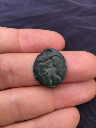 Ancient Bronze Roman To Middle Ages Intaglio Ring Fragment