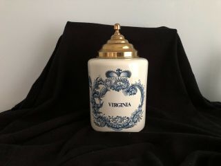 Rare Vintage Delft Virginia Cylindrical Tobacco Jar.  Made In Holland.