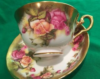 Royal Chelsea Golden Rose Teacup And Saucer,  Vintage 1960 
