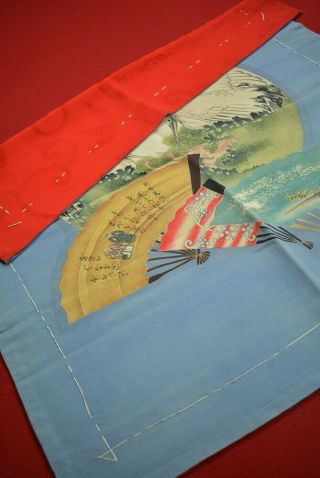 Vintage Japanese Fabric Silk Antique Boro Fukusa Handwriting 29.  5 " /rq96/180