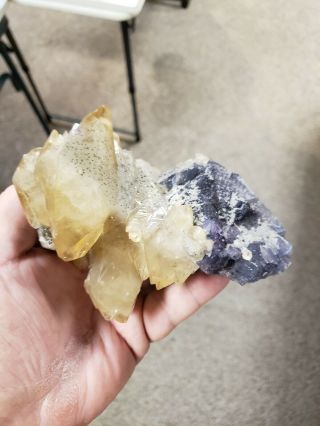Rare Calcite And Zoned Fluorite Crystal Cluster Annabel Lee Mine 1970 Crystals