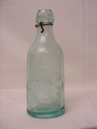 Rare Antique Zang & Co Scranton Pa Blob Top Bottle Light Blue Green Glass 7”