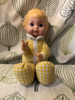 Vintage 1975 Fisher Price Doll 208 Baby Honey Lap Sitter Doll Yellow Baby Blond