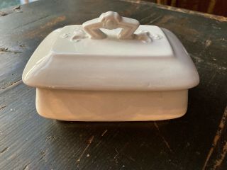 Antique White Ironstone Covered Dish / Soap Dish Woods & Son England 1891 - 1907