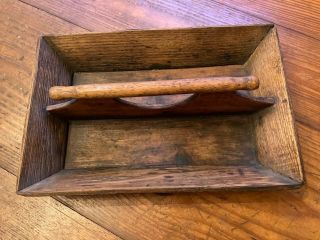 Antique Primitive Storage Box Knife Cutlery Tray Carrier Utensil - Finger Joints